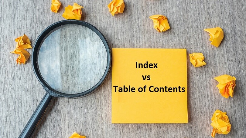 Difference between Table of Contents and Index